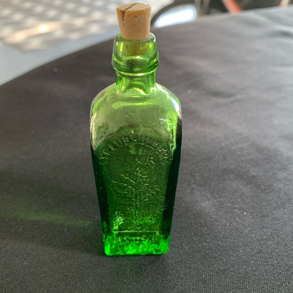 Vintage Wheaton Mini  Green  (3")  Tree Of Life Elixir Straub Huller Bottle